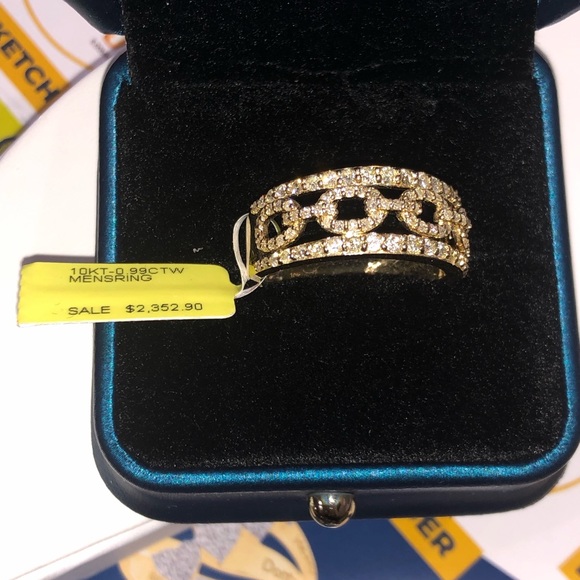 10k solid gold real diamond men Cuban ring, bestseller 1 carat natural diamondss - Picture 9 of 9